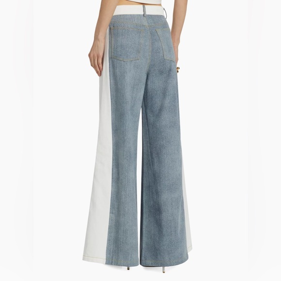New NWT The Femm Perrie Colorblocked Flared Jeans denim wide leg revolve - Picture 5 of 9